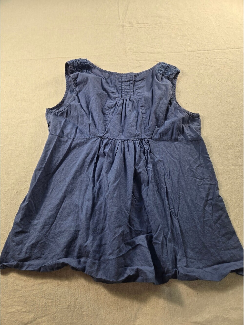 Vintage Calvin Klein Blue Chambray Pintuck Babydoll Boho Top Cottagecore 90s Y2K